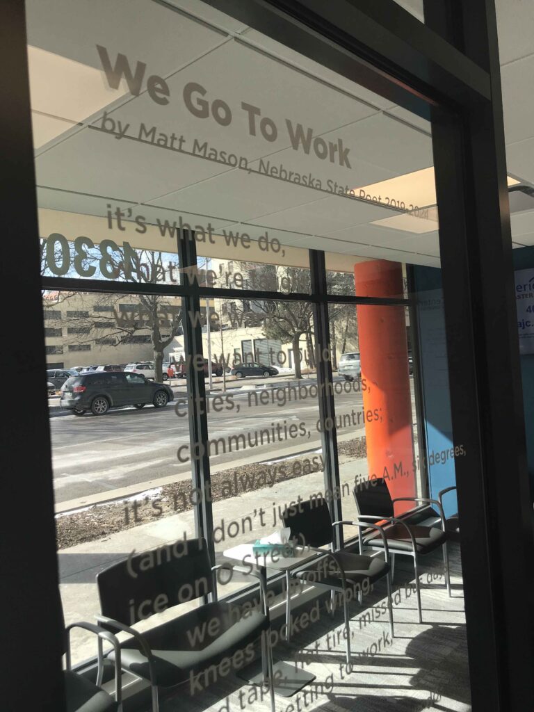Poem Inside the entrance at the American Job Center